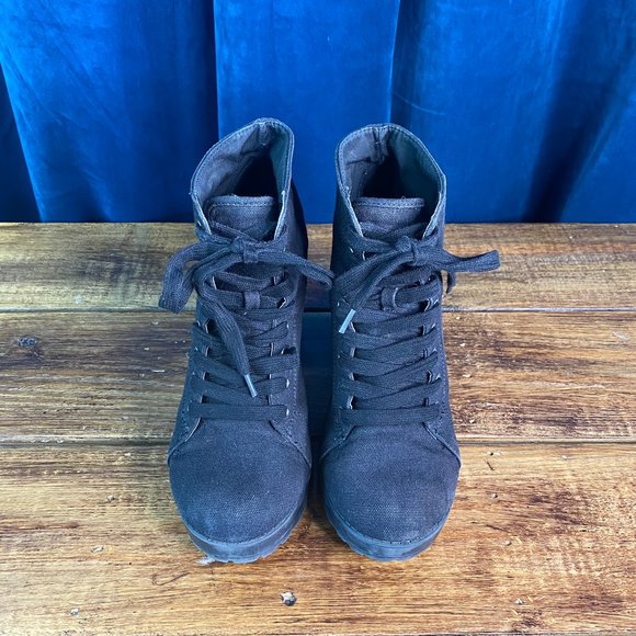 H&M Divided 709790 Canvas Platform Boots Black Size 8.5 - Picture 5 of 10